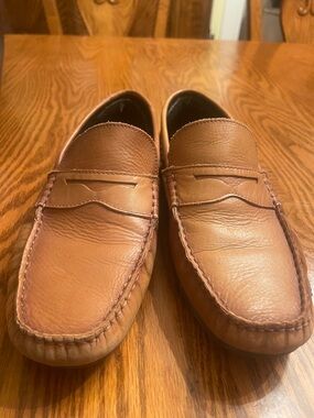 Men's Classic Tan Leather Penny Loafers - Slip-On Dress Casual